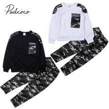 Коллекция года, От 2 до 9 лет комплект одежды для маленьких мальчиков, пуловер с карманами Топы, камуфляжные штаны, комплект из 2 предметов, спортивный костюм одежда с длинными рукавами