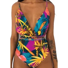 Женский сдельный купальный костюм, сексуальный бикини с принтом, Мягкий купальник, плавленый цветок, v-образный вырез, купальник, XL, купальные костюмы для пляжа