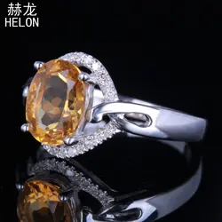 7x9 мм овальным вырезом цитрин стерлингового серебра 925 100% натуральный SI/ч бриллиантами обручальное кольцо Обручение Свадебные кольцо Для