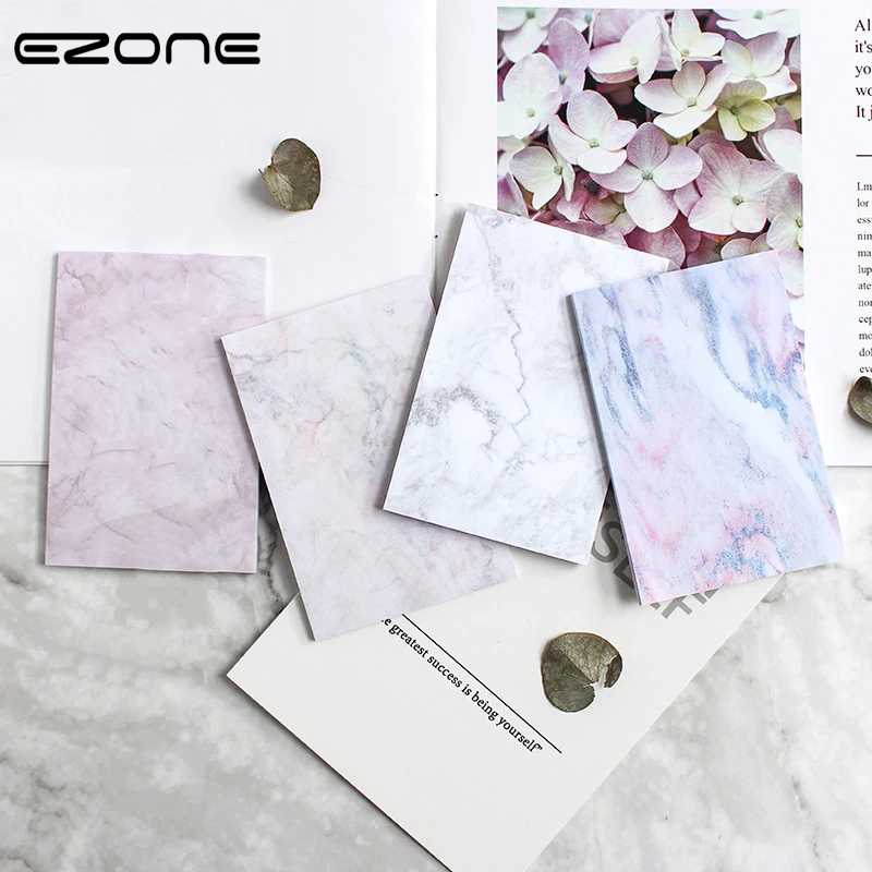 

EZONE Marble Printed Sticky Note Self-Adhesive Square Rectangle Memo Pad N Time Sticker Note Bookmark Notepad Student Stationery