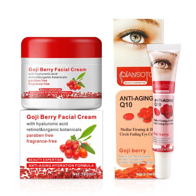 

LANTHOME Goji Cream Whitening Face Cream Serum For Face Anti-Wrinkle Cream Moisturizer For The Face + Eye Mask Patches For The