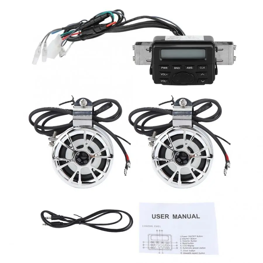 

Sound System Motorcycle Waterproof Audio Stereo Speakers FM Transmitter Radio MP3 Music Player speaker motorcycle bluetooth