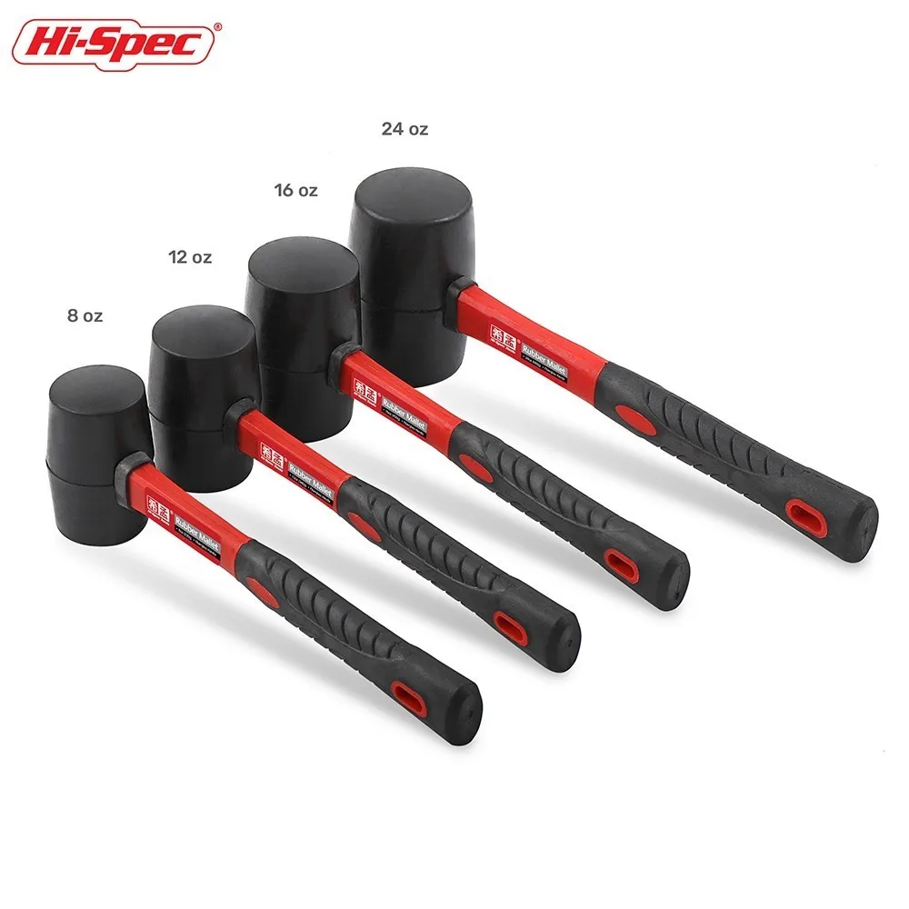 Hi-Spec Heavy Duty Mallet Rubber Hammer 8/12/16/24oz Professional Floor Ceramic Tile Installation Fiberglass Hammer Hand Tools