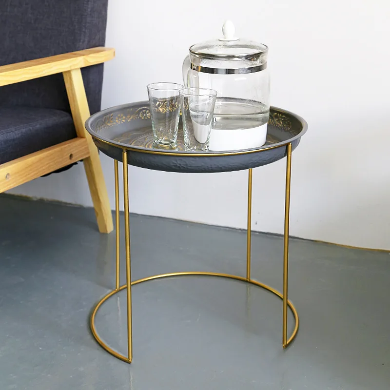 Журнальный столик современный минималистичный складной Железный Круглый мини чайный столик для спальни цветочный горшок держатель для гостиной небольшие прикраватные тумбочки