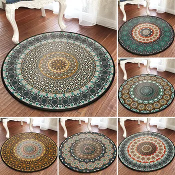 

Ethnic Style Round Carpet Bedroom Non-Slip Floor Mat Turkey Rug For Living Room Coffee Table Creative Mat