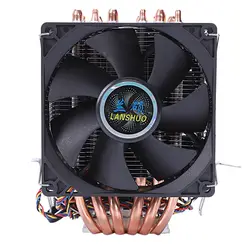 Lanshuo 6 тепловая труба 4 провода без света три вентилятора процессор вентилятор радиатора кулер теплоотвод для Intel Lga 1155/1156/1366 охладитель тепла