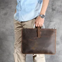 Vintage Crazy Horse Leather Men Briefcases Business Bag tote Genuine Leather 14 Vintage Crazy Horse Leather Men Briefcases Business Bag tote Genuine Leather 14