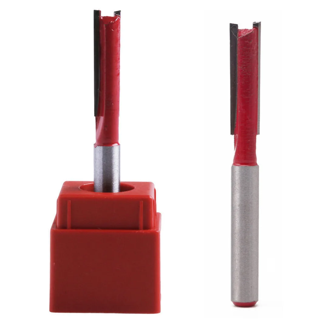 1PCS Double 1//4 Blade Bit Router Shank Woodworking Straight Tool Inch Flute