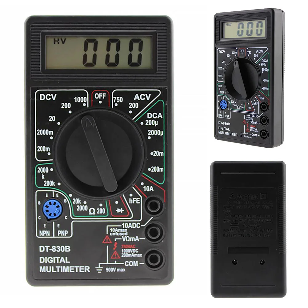 

DT-830B LCD Volt Tester Voltmeter Manual Digital Practical Test Lead Plastic Auto Range Handheld Multimeter Ohmmeter