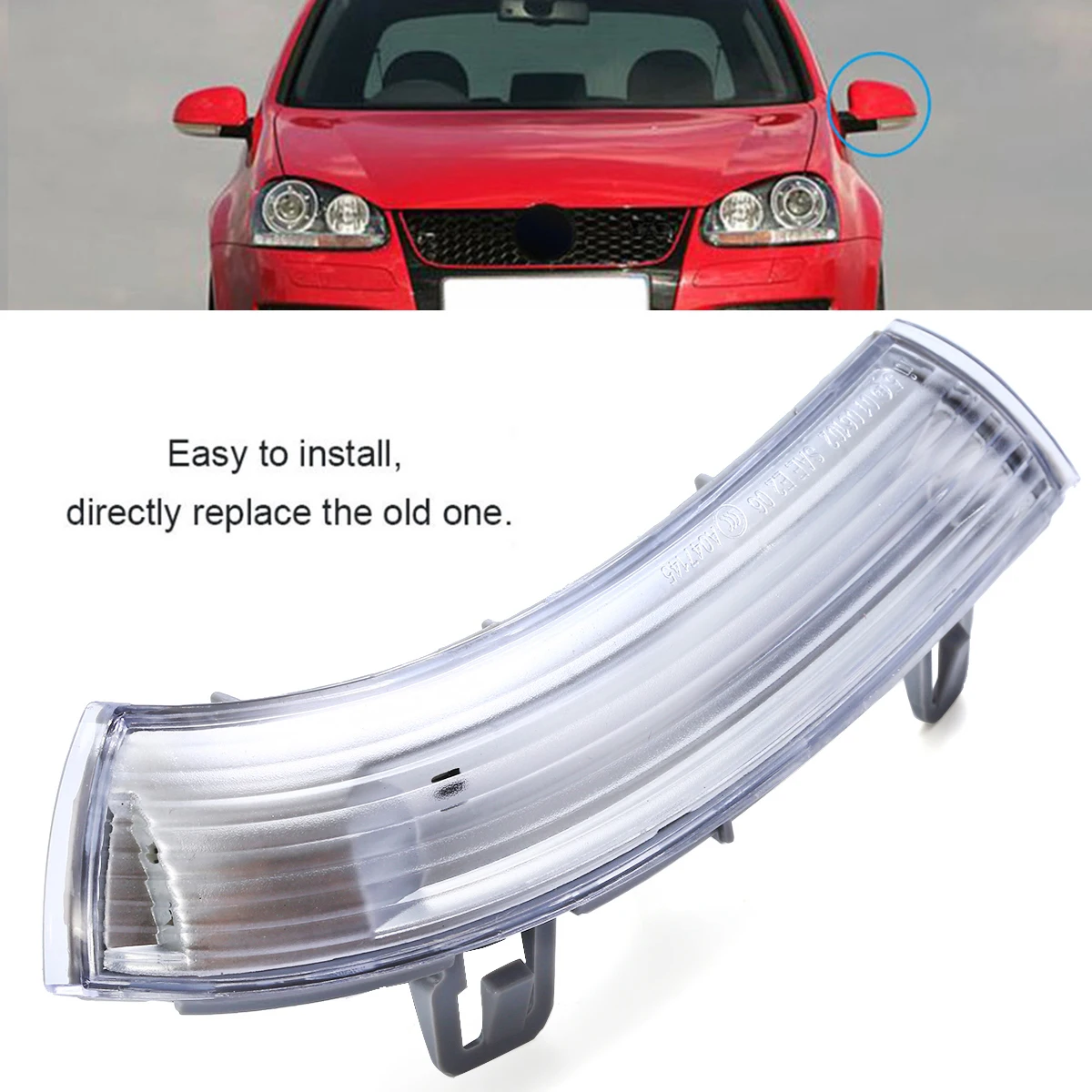 

1PC Car LED Left Side Mirror Turn Signal Indicator Light Clear Lens With LED Bulb For V-W MK5 G-olf P-assat J-etta S-koda SUBERB