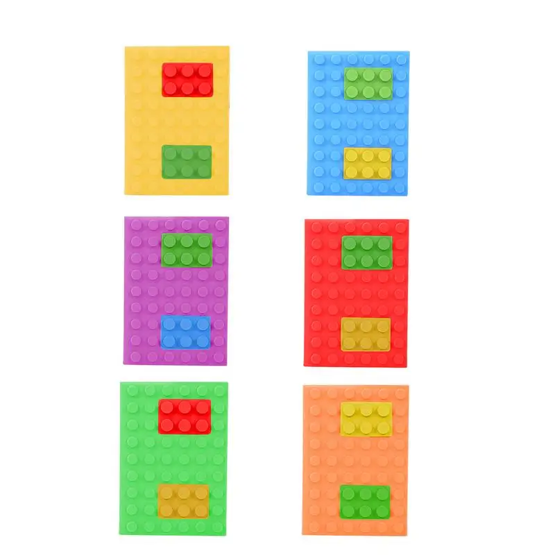 

Jigsaw Blocks Kids Notebook Building Block Shape Silicone Soft Cover Writing Notepads A6 Student Notebook Kawaii Notepad Junior