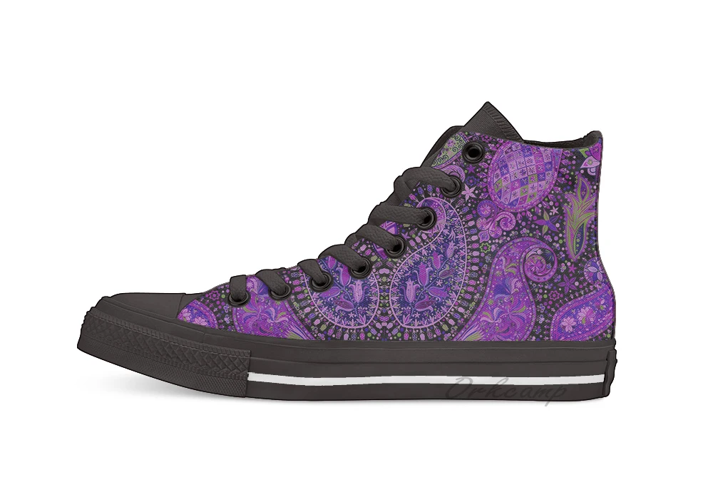 

Boho Paisley Madness Var Novelty Design High Top Canvas Custom Shoes Flat Casual Shoes Drop Shipping