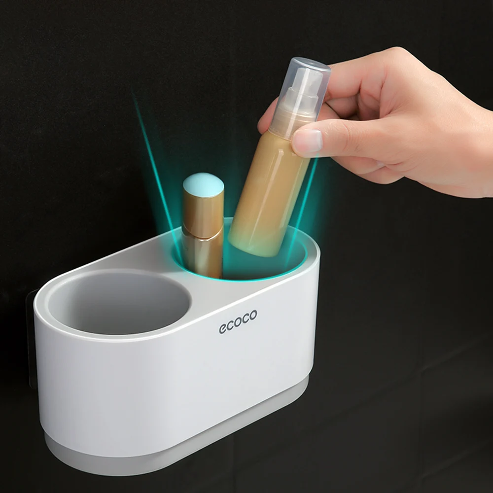 ECOCO настенный фен-подставка держатель для волос вентилятор подвесной стеллаж Фен-органайзер с 1 чашкой для хранения для ванной комнаты