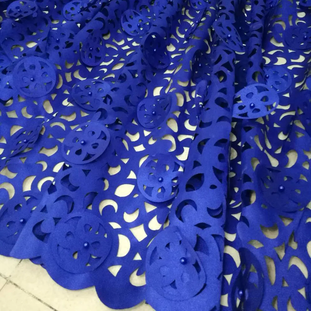 

Nigerian Lace Fabric 2019 High Quality Lace Hollow Out Design African Lace Fabric With Beads African Guipure Lace 3d fabric
