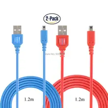 EXLENE 2 шт 1,2 м/4 фута USB зарядное устройство Кабель питания для 3DS XL, 3DS, 2ds, 2ds XL LL, NEW 3DS XL(синий и красный
