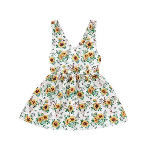 Летнее платье для маленьких девочек, платье принцессы с цветочным рисунком, детское летнее платье, наряды