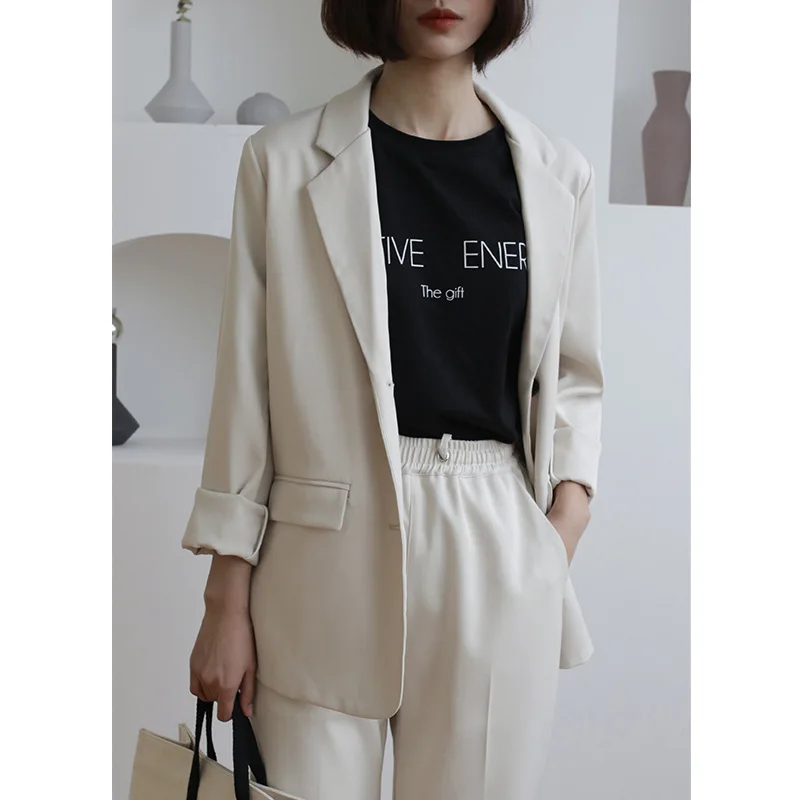 

2019 Spring New Style Solid Color Short Simple Leisure Thin Coat Long Sleeve women blazer