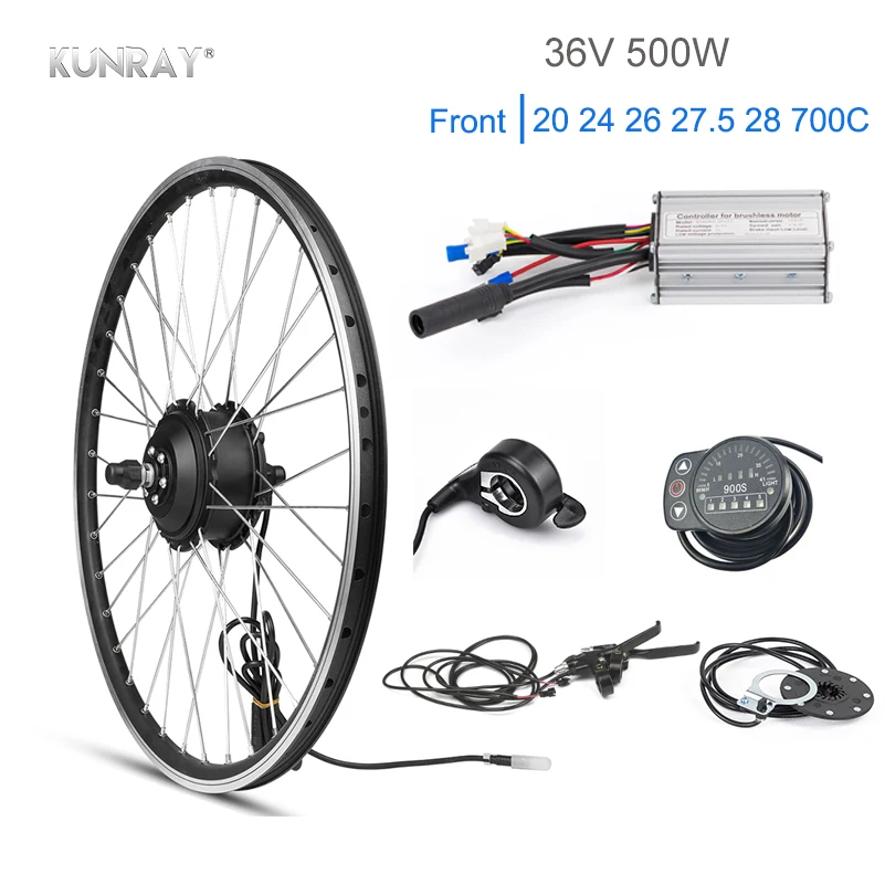 Kun ray Kit de bicicleta eléctrica de 36V y 500W, 20, 26 y 27,5