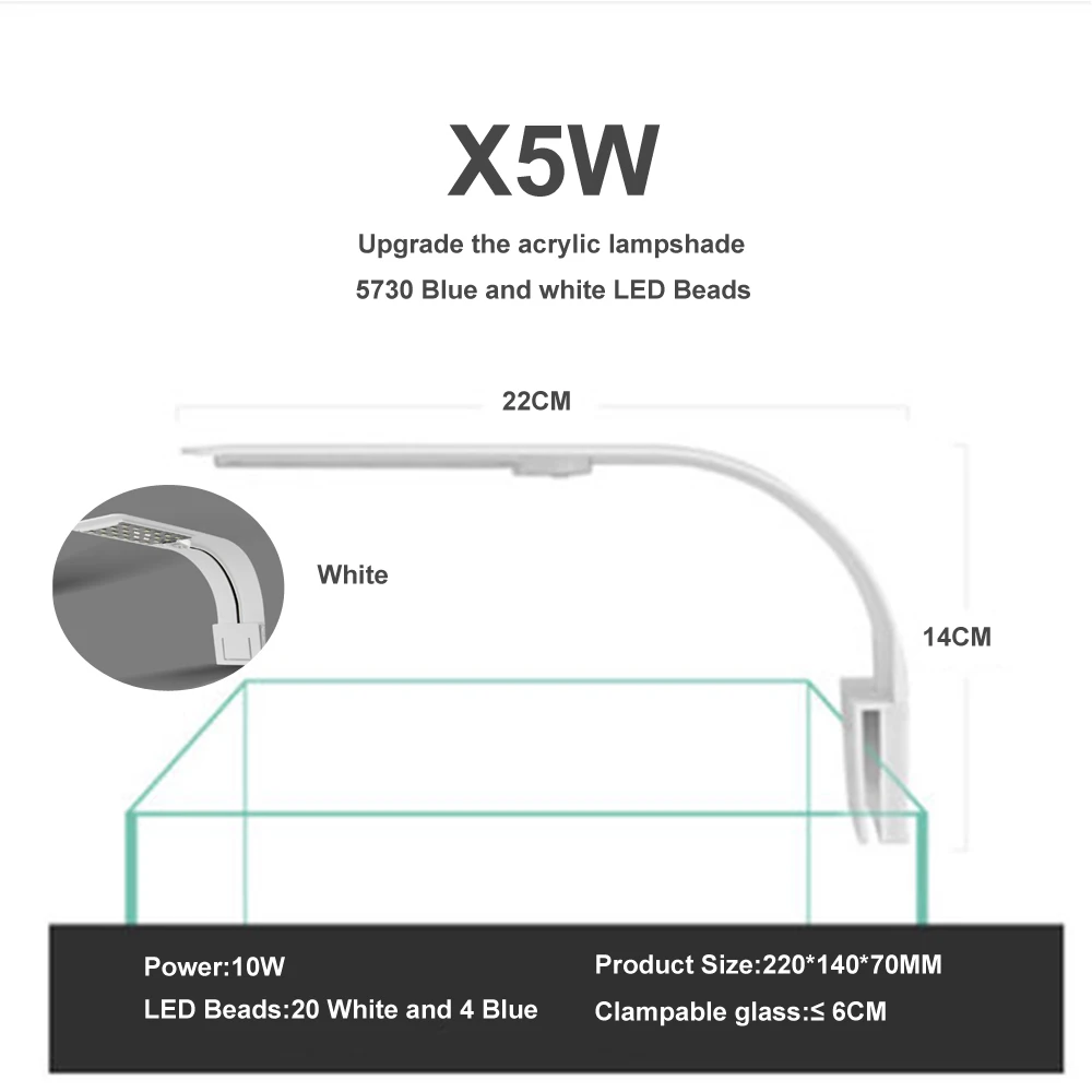 10W/15W Aquarium LED Lighting High Quality Fish Tank Light Lamp Aquatic Plant Lighting Waterproof Clip-on Lamp For Fish Tank
