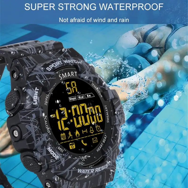 

2018 New EX16C Camouflage Style Smart Watch 5ATM Waterproof Long Standby Step Counting Professional Stopwatch