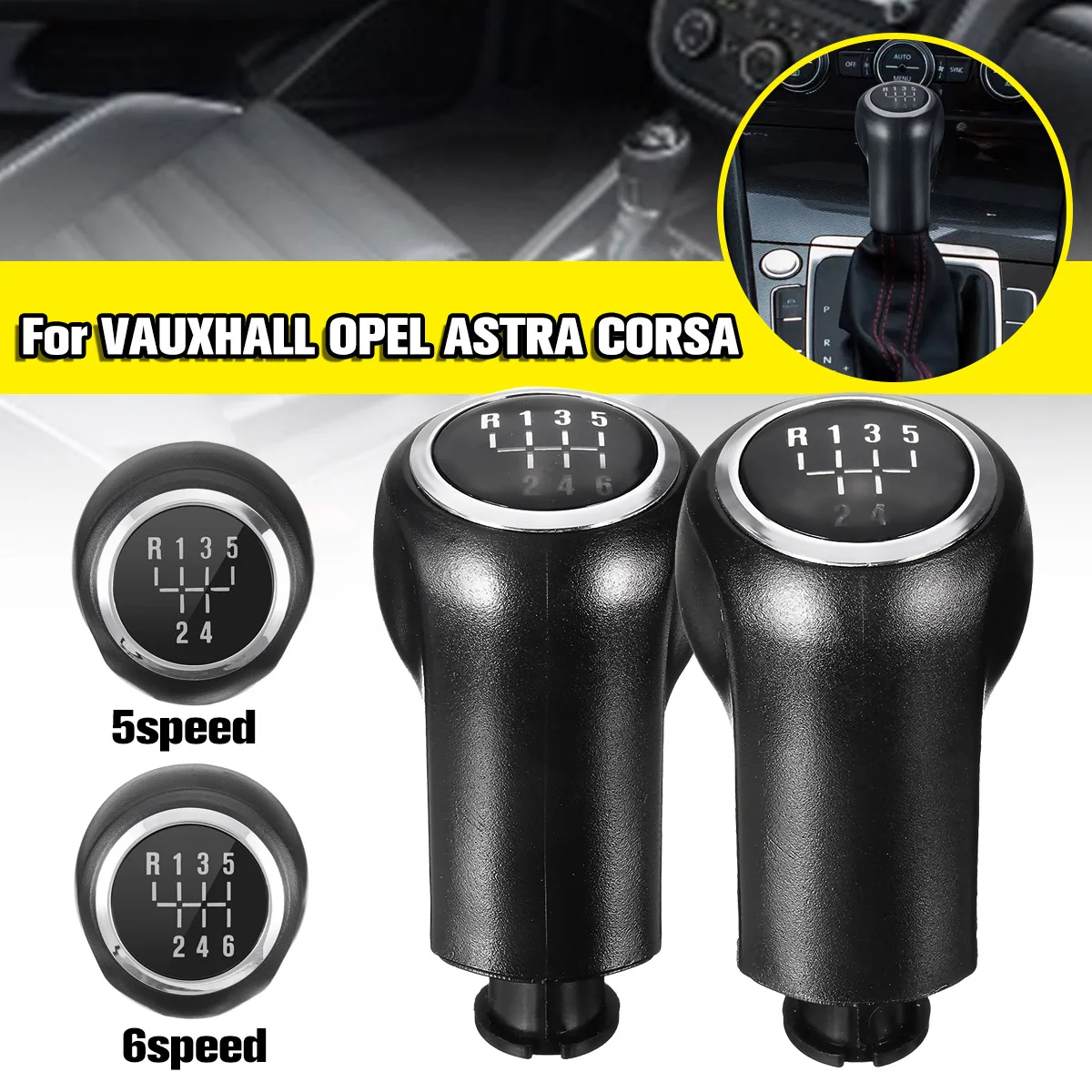 5 6 Speed Gear Head Stick Shift Knob Black For VAUXHALL OPEL ASTRA