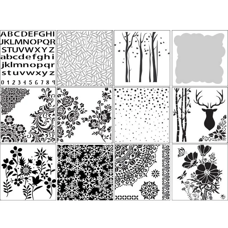 

Wall Painting Embossing Album Decor Scrapbooking Stamping Hollow Layering Stencils 12 Styles Pre Drawing Ruler Masking Spray