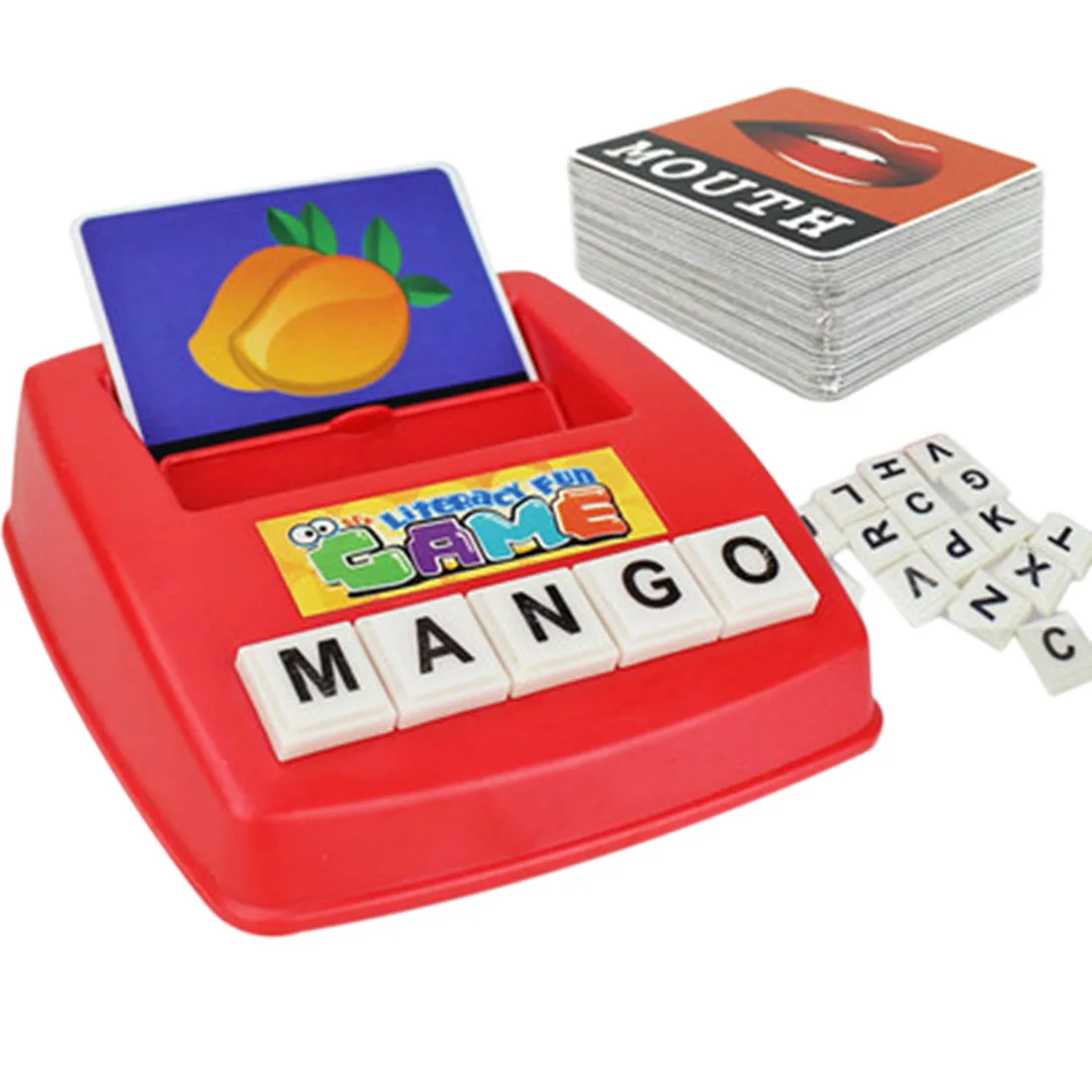 

English Letter Spelling Alphabet Game Toy Learning Machines with 26 Alphabet and 30Pcs Paperboard Early Education set 2 Types