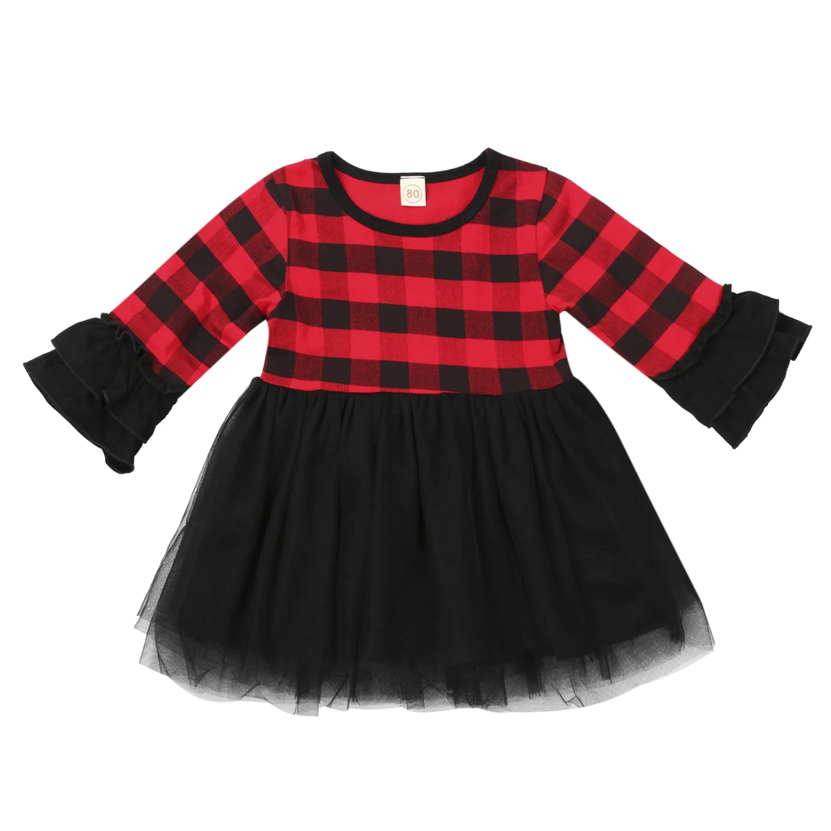 Newborn Kids Baby Girls Dress Plaids Party Pageant Princess Tutu Dress