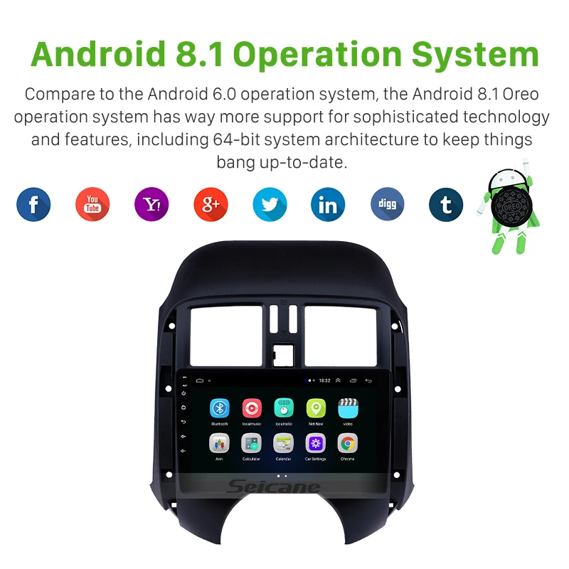 Clearance Seicane Android 8.1 Car GPS Navigation 9 Inch Multimedia Player For Nissan Old Sunny 2011 2012 2013 Support 3G TV tuner Radio 1