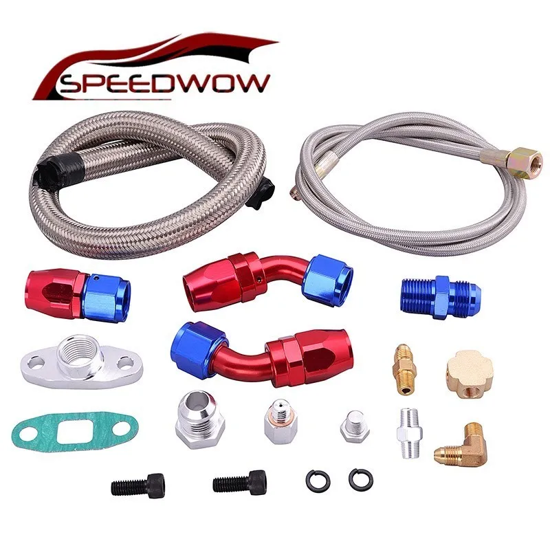 Линия подачи масла SPEEDWOW комплект для T3 T4 T04e T60 T61 полный слива AN10 черный