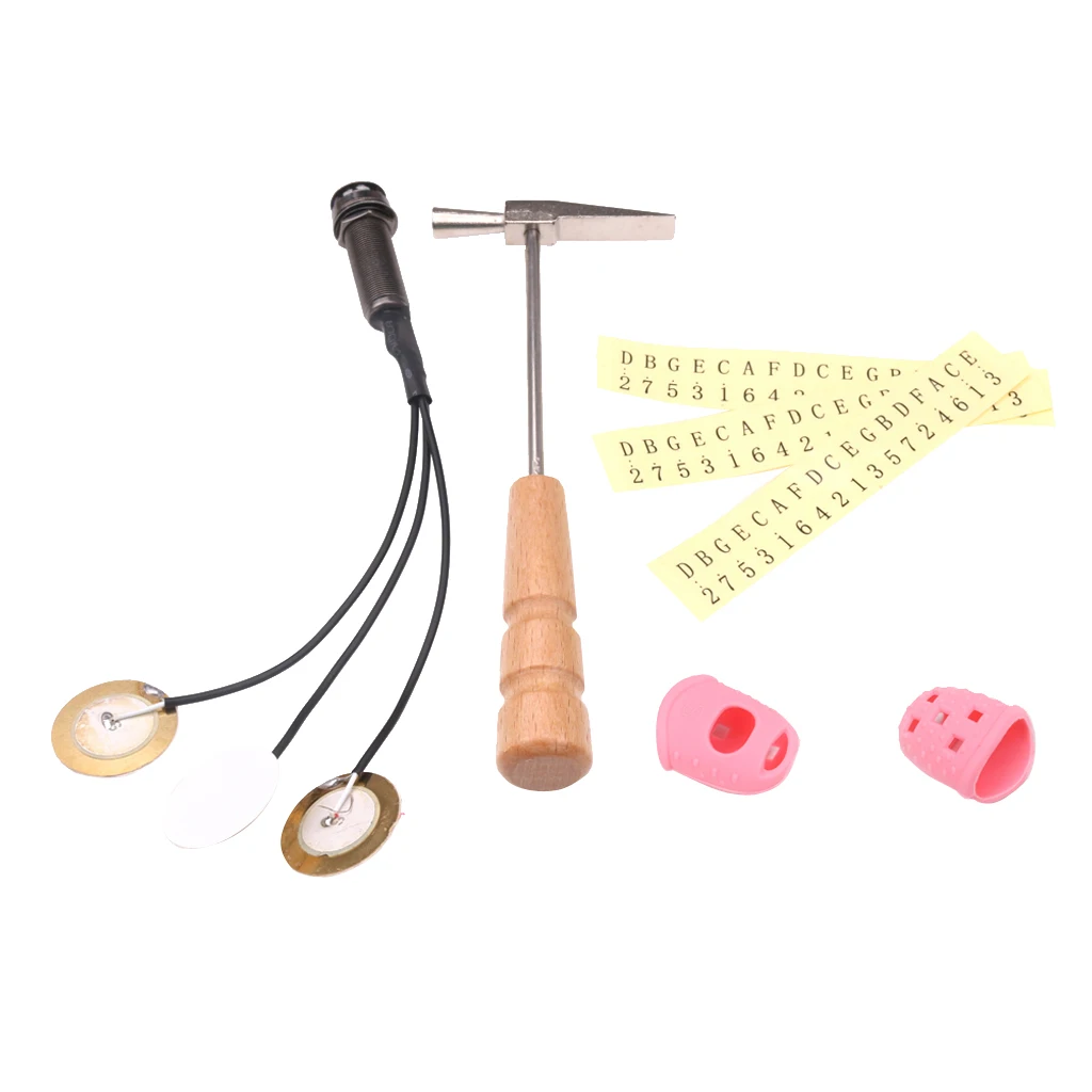 

Kalimba Tool Set Thumb Piano Tuning Hammer with Wooden Piezo Pickup Thumb Pick