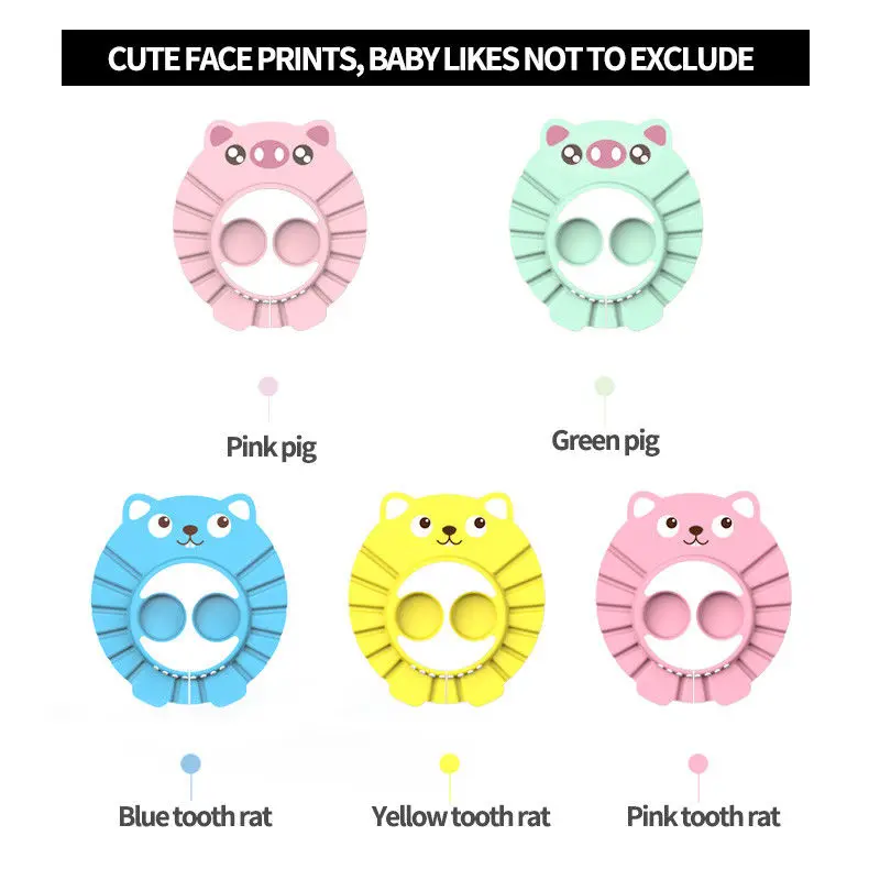 Children Waterproof Cartoon Cap Safe Baby Shower Cap Kids Bath Visor