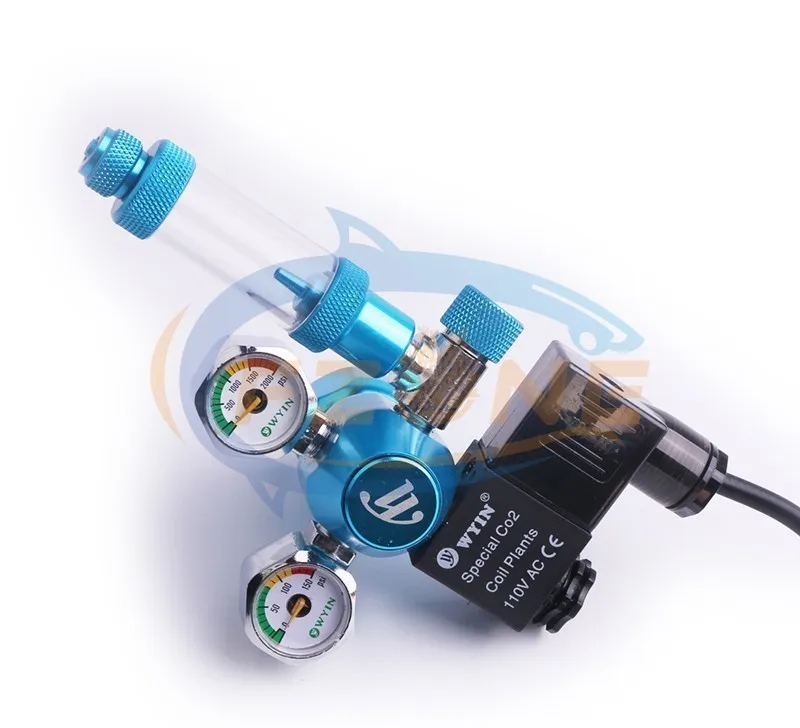 Chihiros acuario Wyin Mini doble calibre CO2 regulador con válvula de contador de burbujas de válvula de solenoide y Kits de instalación - 6