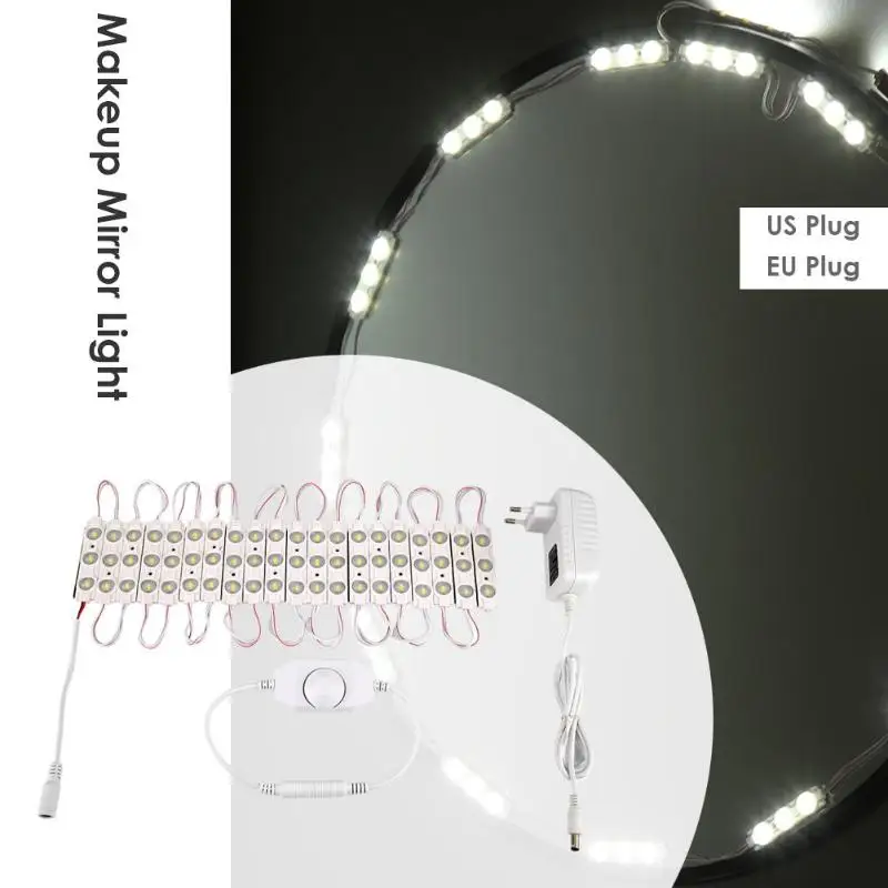 

60 LED Bulb Vanity Makeup Mirror Lights P67 Dimmable Dresser Cosmetic Lamp US/EU Plug DC 12V