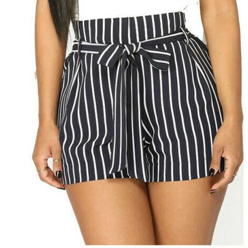 

Womens Ladies Fashion Summer High Waist Striped Casual Beach Hot Shorts