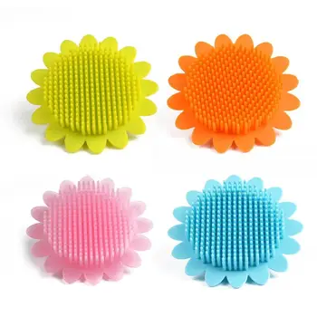 

Baby Bath Brushes Sunflower-shaped Wash Pad Silicone Shower Cleaning Care Massage Soft Brush