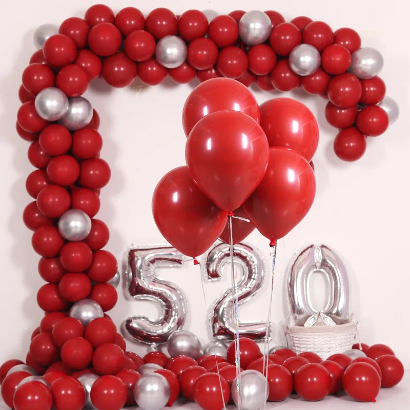 

10 inch 2.2g Thicken Ruby Red Balloon Double Layer Balloon arch Balloon Chain party decorations Celebration Wedding Supplies