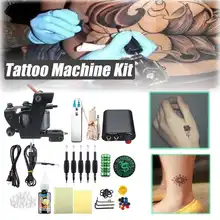 Начинающий электрическая машинка для татуажа машина комплект для пистолета Чернила питание 5 Наконечник иглы полный набор