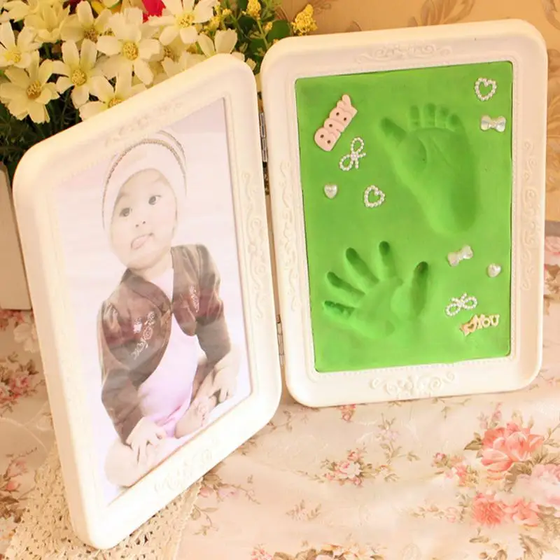 Baby Memorable Hand Footprint Photo Frame Handprint Mud Set Baby Gift Mold Hand And Foot Mud Keepsake Souvenirs Kit O3
