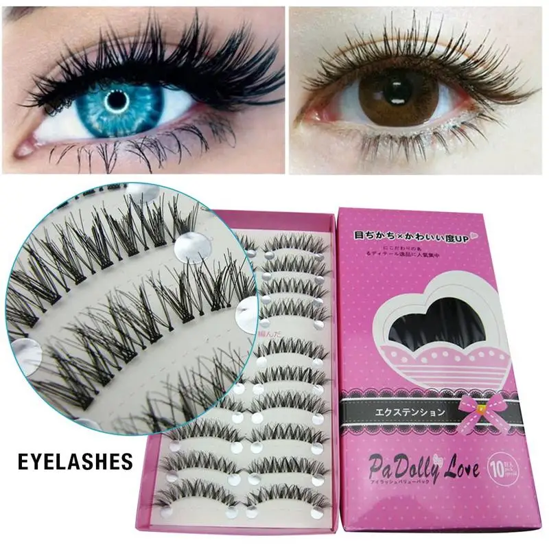 

10 Pairs Eyelash Eye Tail Elongated Eye Lashes Natural Short Fake Eyelashes Handmade Thick Eyelash Makeup False Eyelashes