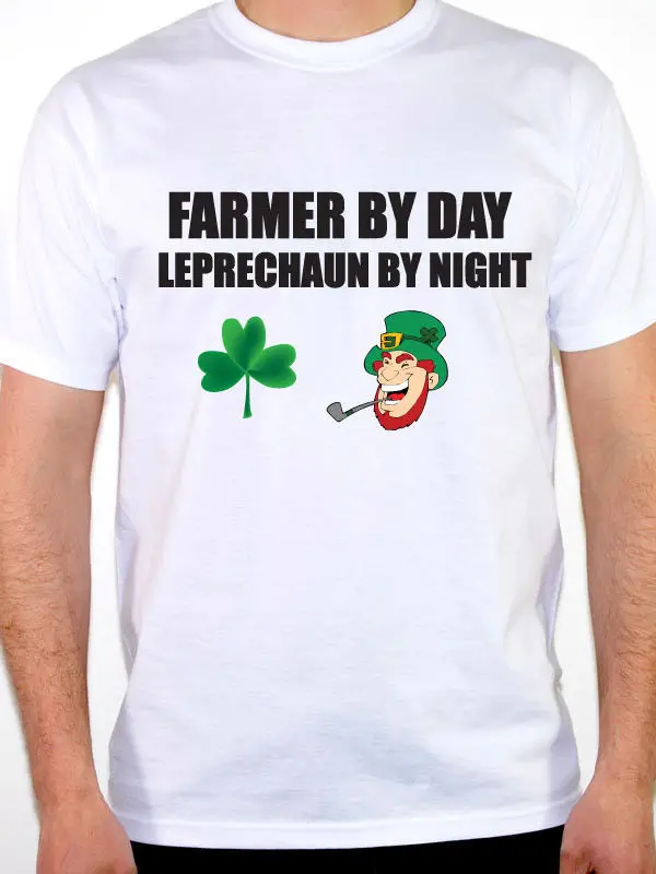 

T Shirt Sites Men'S Farmer By Day Leprechaun Farming Agriculture Printing O-Neck Short-Sleeve Shirt