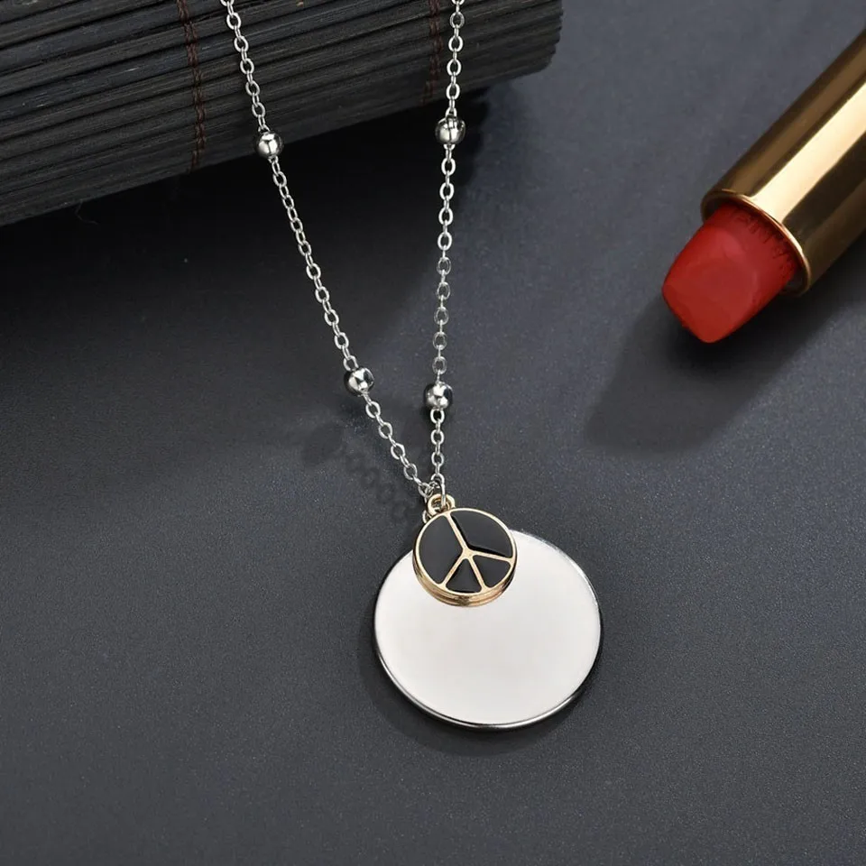 

Korean Style Women Trendy Pendant Necklace Simple Round Pendant & Necklace Female Korean Style Handmade Wedding Jewelry