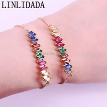 8 шт новые золотые украшения Цвет Micro Pave Блестящий циркониевые амулеты шкатулка с изменяемыми отсеками цепи Браслеты