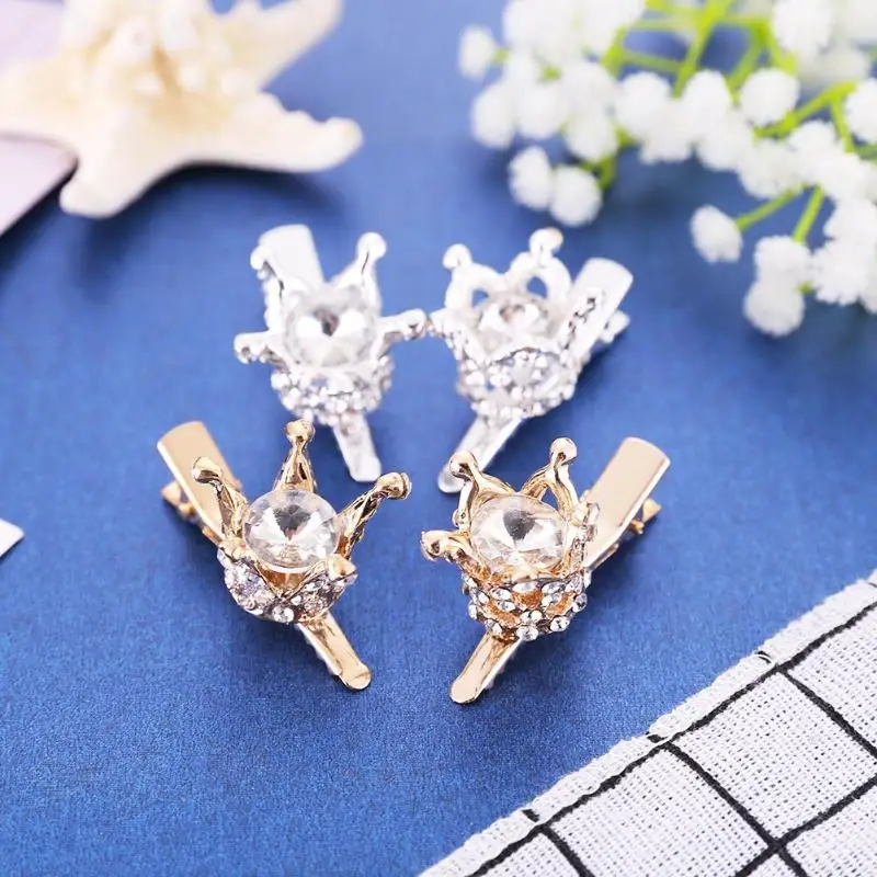 

Baby Kids Girls New Headwear Glitter Rhinestones Crown Design Hair pins Barrettes Children Princess Party Hair Pin Accessory