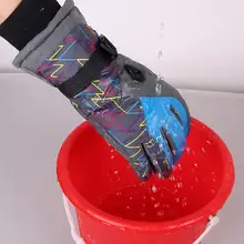 Теплые лыжные перчатки, перчатки с пятью пальцами для мужчин, женщин и мужчин, парные, водонепроницаемые, Нескользящие, для осени и зимы