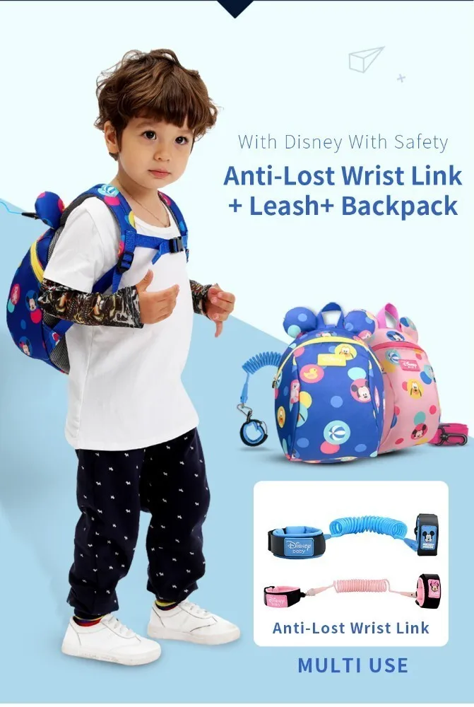 Рюкзак для малышей с защитой от потери, с героями мультфильмов, детский школьный рюкзак, поводок Leashes1.2m/1,8 m