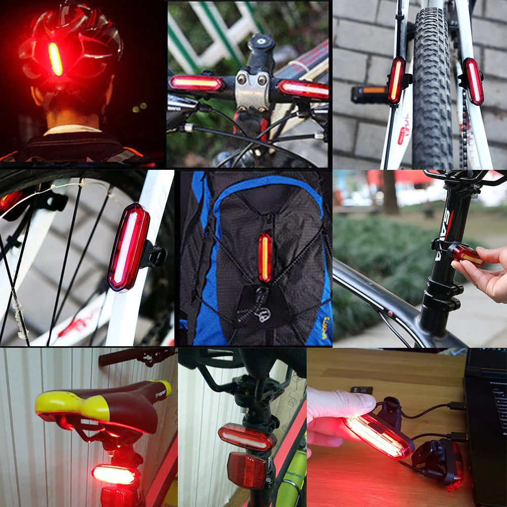 Clearance Bicycle Rear Light Cob Bicycle Led Light Rechargeable USB Safety Taillight Cycling Waterproof Mtb Tail Light Back Lamp 2