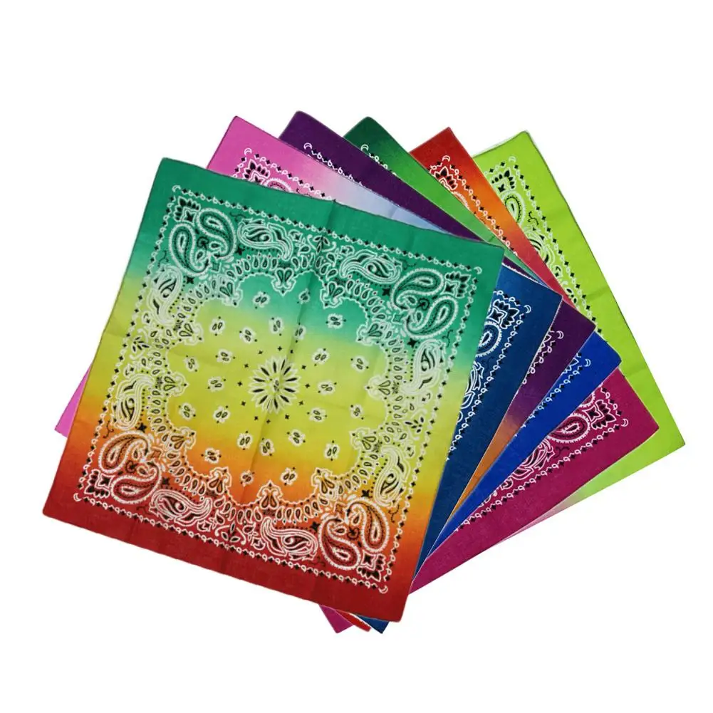 

Hip Hop Style 100% Cotton Bandana Square Scarf Gradient Color Paisley Headband Outdoor Riding Creative Print Handkerchief