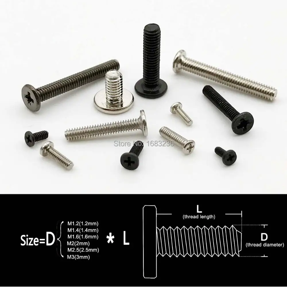 M1.4 M2 M2.5 M3 Cross Flat head Small electronic screw for notebook/mobile phone