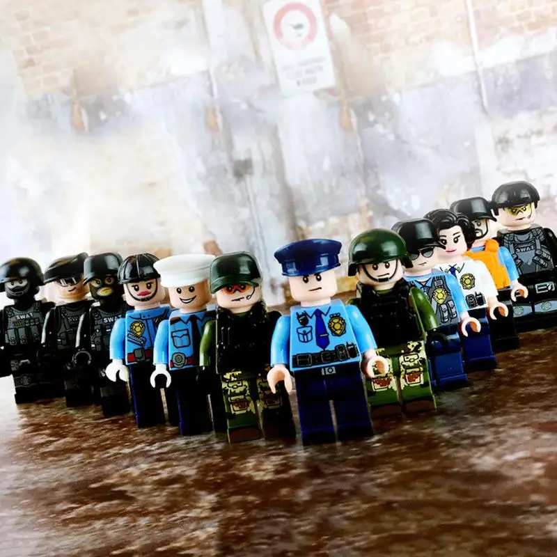 12 шт. строительные блоки игрушка Классическая маленькая фигурка кукла Swat команда